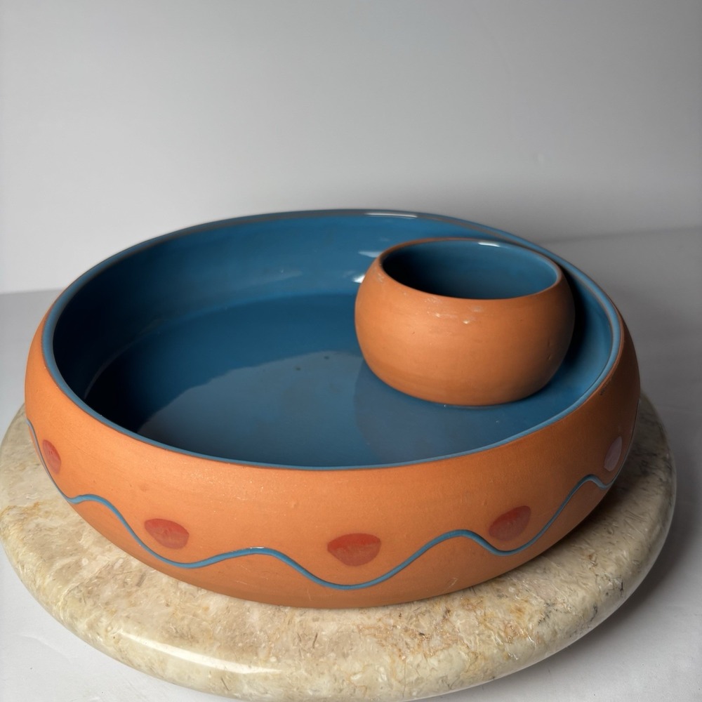 Terracotta‎ Clay Chip And Dip Party Salsa Bowl Himark Portugal Pottery Southwest